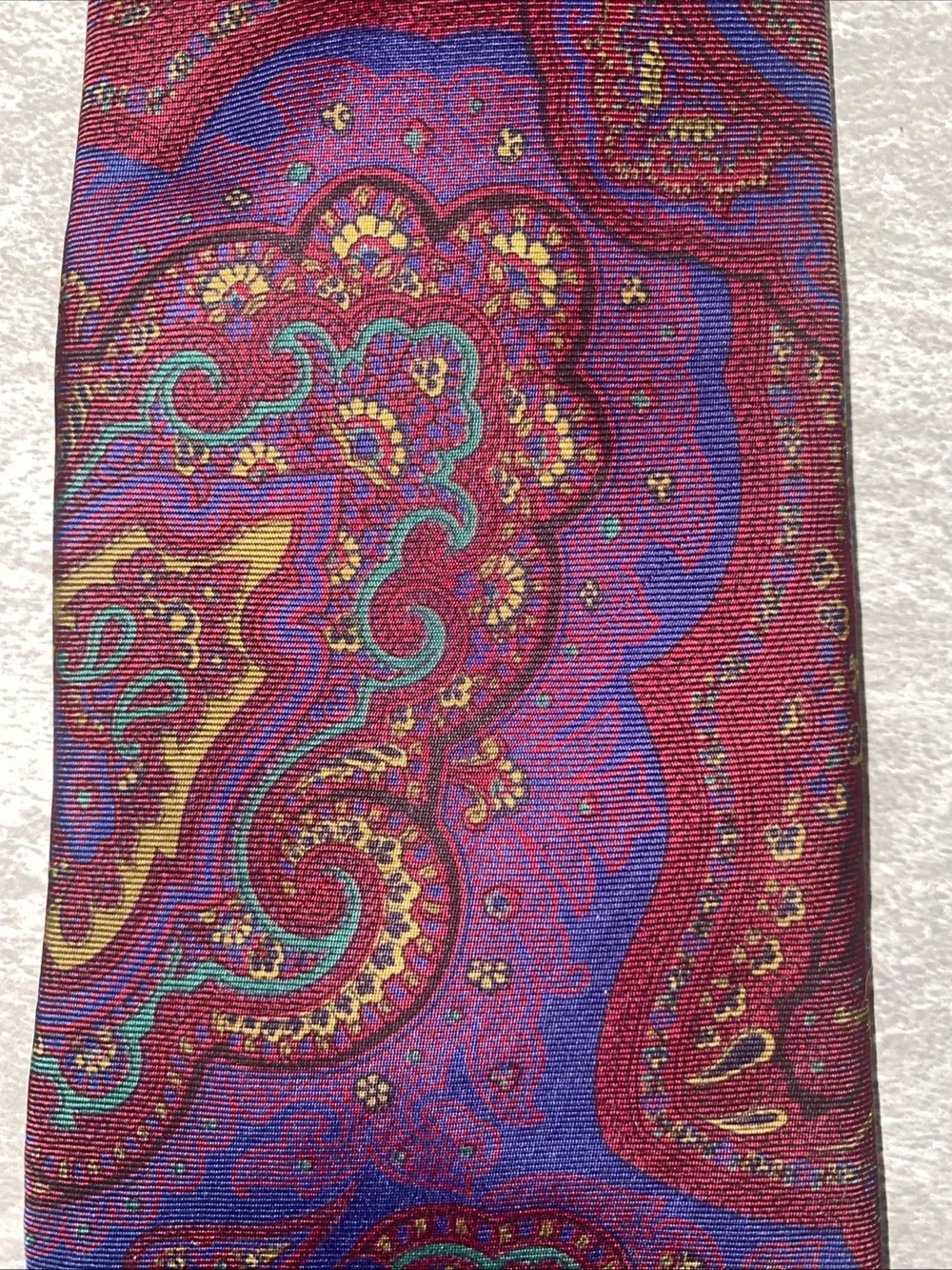 Liberty of London Burgundy Paisley Tie with Blue and Gold Motifs